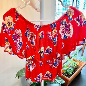 Nordstrom Off the Shoulder Flowy Crop Shirt